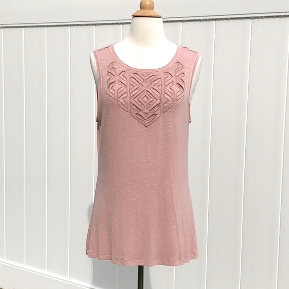 Max Jeans Heathered Pink Cut Out Design Sleeveless Tank Top Size Medium - Picture 1 of 14
